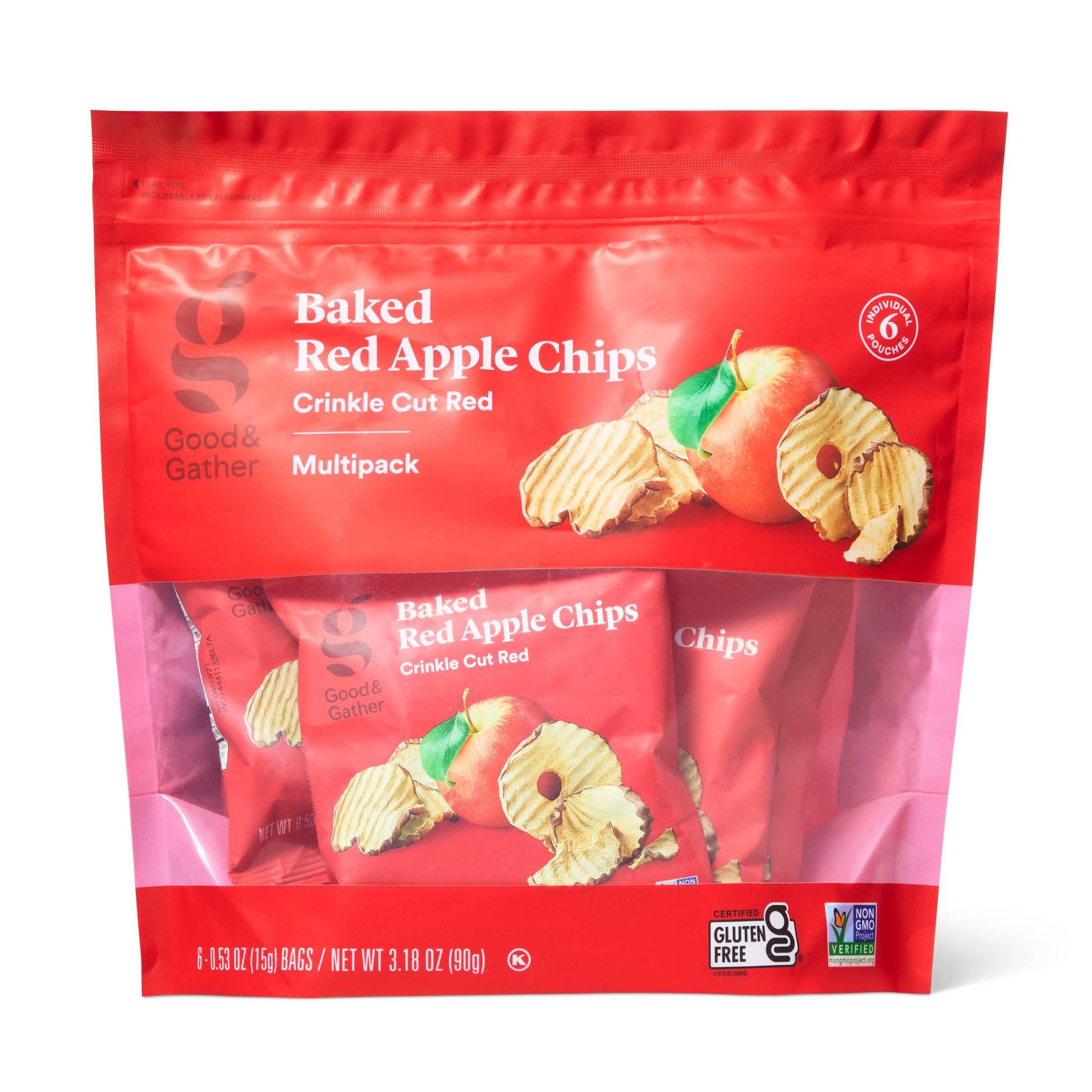 Baked Red Apple Chips - 3.18oz/6ct - Good & Gather™