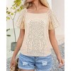 Women's Sequin Glitter Blouse Square Neck Short Sleeve Shirt Top - 2 of 4