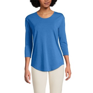 Lands' End Women's 3/4 Sleeve Lightweight Jersey U-Neck Tunic - 1 of 3