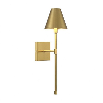 Warm Brass Dimmable Metal Shade Wall Sconce
