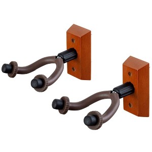 Monoprice Wood Wall Mount Guitar Hanger Guitar Bracket Holder (2-Pack) With Rubber Padding, For Acoustic or Electric Guitars - Stage Right Series - 1 of 4