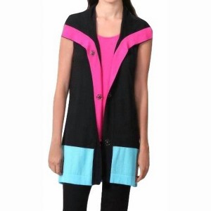 Women's Retro Brights Long Vest - ANGEL - 1 of 2