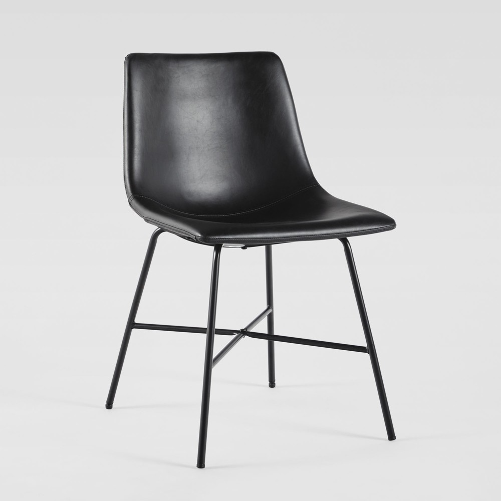 Set of 2 Upholstered with Metal X Base Dining Chair Black - Saracina Home