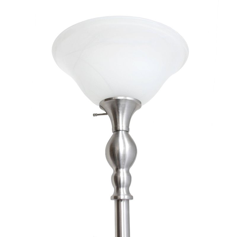 1-Light Classic Torchiere Floor Lamp with Marbleized Glass Shade - Lalia Home, 6 of 9