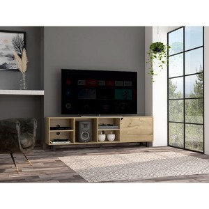 Chic Crate - Harwich 5-Tier Scandinavian Media Unit w/ Cable Management & Display Ledges - Solid Light Oak TV Stand for Living Room/Entryway - 1 of 4