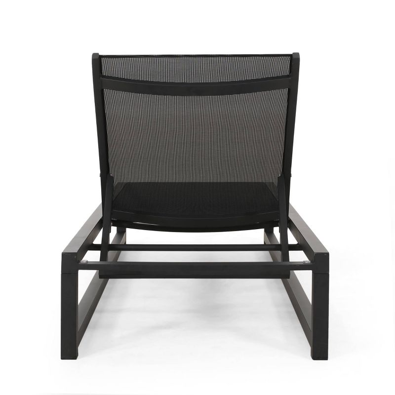 Modesta 2pc Patio Aluminum Chaise Lounge with Mesh Seating - Black - Christopher Knight Home, 6 of 7