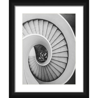 18" x 22" Matted to 2" Caracol Stairs Picture Framed Black - PTM Images