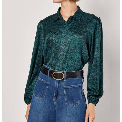 Women's Micro Animal Long Sleeve Blouse - APRICOT