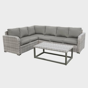 Leisure Made Forsyth 5pc Wicker Sectional in Gray Fabric - 1 of 4