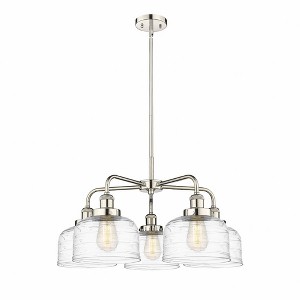 Bell - 5 Light Stem Hung Chandelier In Art Deco Style-14.75 Inches Tall and 26 Inches Wide - 1 of 1