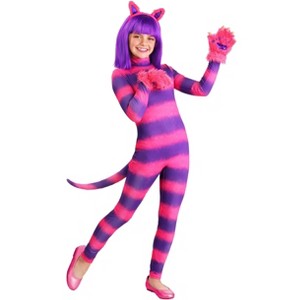 HalloweenCostumes.com Feisty Girl's Cheshire Cat Bodysuit Costume | Cheshire Cat Costumes - 1 of 4