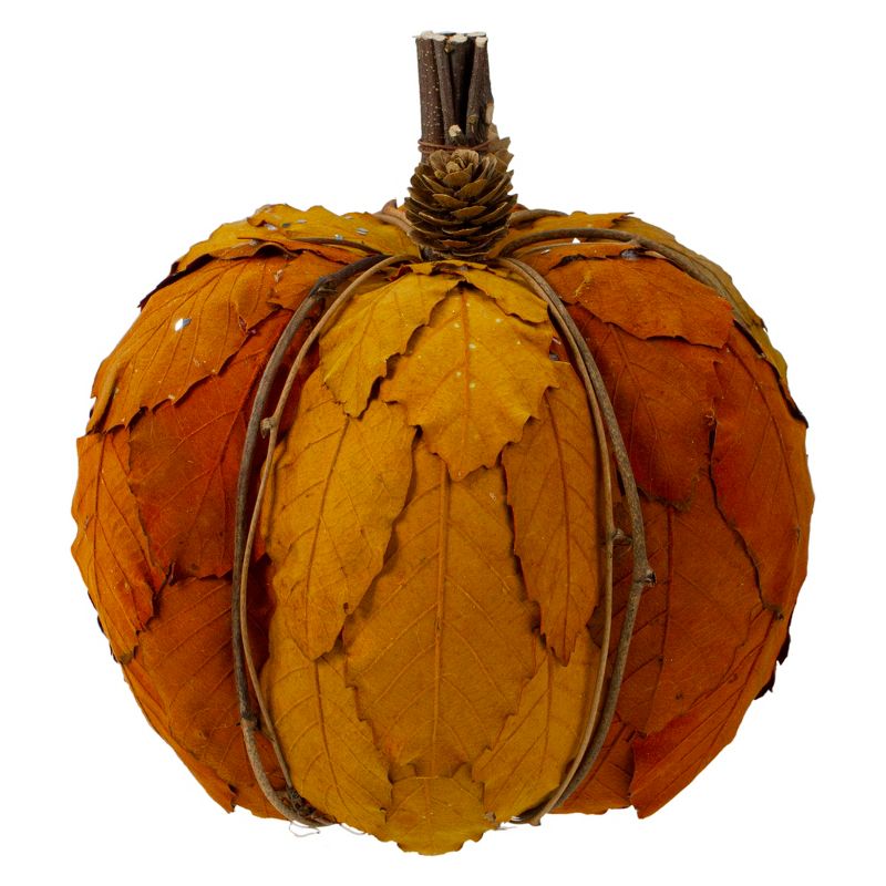 Northlight 7.5" Orange and Brown Fall Harvest Tabletop Pumpkin, 2 of 5