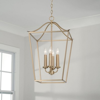 Matte Brass 4-Light Open-Air Chandelier with Tapered Silhouette