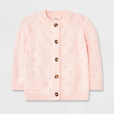 Image of Baby Girls' Bobble Sweater Cardigan - Cat & Jack™ Light Pink Newborn