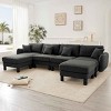 U-Shape Sectional Sofa with 2 Ottomans, 4-Seater Sofa with Armrests and Cylindrical Legs, Boucle Fabric Couch with Cushion-Coolbibila - 2 of 4