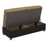 HomeRoots 54" Camel Espresso and Silver Chenille And Faux Leather Tufted Storage Ottoman - 4 of 4