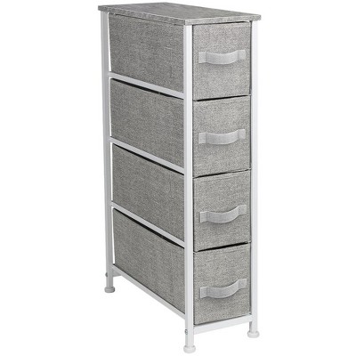 Sorbus 4 Drawers Narrow Dresser - with Steel Frame, Wood Top & Easy Pull Fabric Bins for Small Spaces, Closets, Bedroom, Bathroom & Laundry