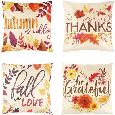 Juvale Set Of 4 Thanksgiving Throw Pillow Covers With Seasonal Fall ...