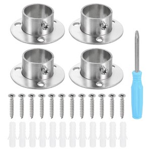 Unique Bargains Stainless Steel Low-leg Brushed Finish Closet Rod Holder 4 Pcs - 1 of 4