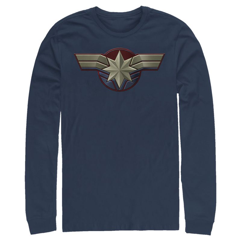Men's Marvel Captain Marvel Simple Star Symbol Long Sleeve Shirt, 1 of 4