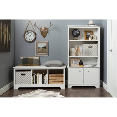 Pure White Particleboard Bedroom Storage Bench with Cubbies