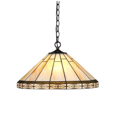 Chloe Lighting Belle Tiffany-Style 2 Light Mission Ceiling Pendent 18`` Shade