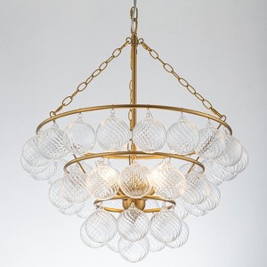 Rennnsan Talvyn 22" W 4 - Light Tiered Bubble Textured Glass Modern Glam Dimmable Chandelier in Gold - 1 of 4