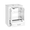 Akoasm 24.2 in. W Modern Ceramic Sink Combo Bathroom Vanity with Soft Closing Doors & Silver Handles-White - 2 of 4
