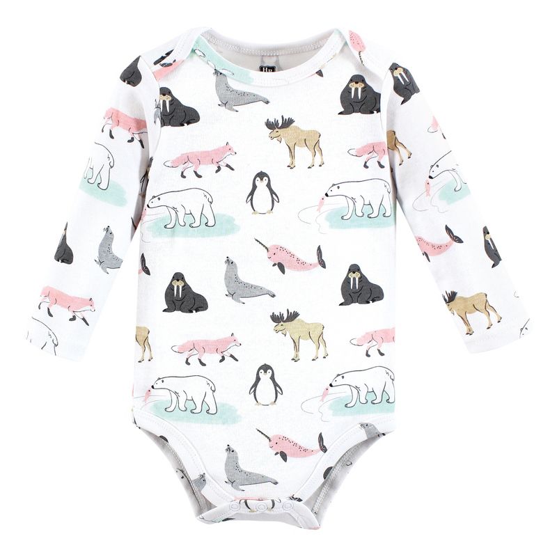 Hudson Baby Infant Girl Cotton Long-Sleeve Bodysuits, Girl Arctic Animals, 4 of 8