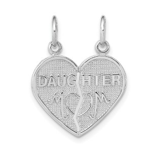 Black Bow Jewelry 14k White Gold Daughter, Mom Heart Set of 2 Charm or Pendants, 18mm - 1 of 4