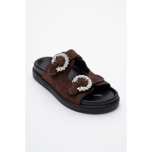 Morelia - Brown Suede Leather Slide Sandal (Women) | Forever & Always Shoes - 1 of 4