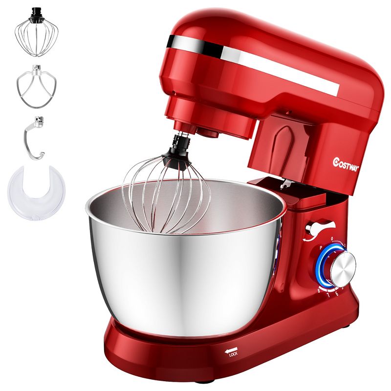 Costway 4.8 QT Stand Mixer 8-speed Electric Food Mixer w/Dough Hook Beater White\Black\Red, 1 of 11