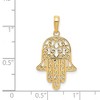Black Bow Jewelry 14k Yellow Gold Polished Filigree Chamseh Pendant, 17 x 30mm - 3 of 4