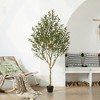 DR.Planzen 4-6FT Single-Trunk Artificial Olive Tree Fake Plants with Realistic Black Olives ¨C Indoor/Outdoor Plant for Home Decor - 2 of 4