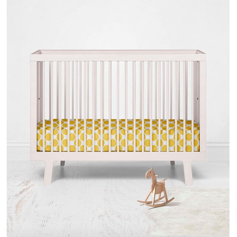 Bacati - Ikat Yellow Dots Muslin 100 percent Cotton Universal Baby US Standard Crib or Toddler Bed Fitted Sheet, 4 of 6