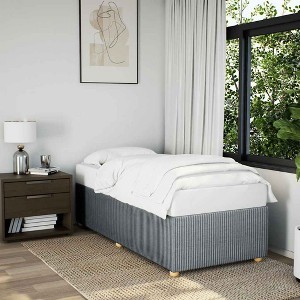 Bed Frame Light Grey Polyester, plywood, engineered wood Twin XL - 1 of 4