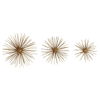 Set of 3 Gold Bursts Wall Decor - Stratton Home Décor