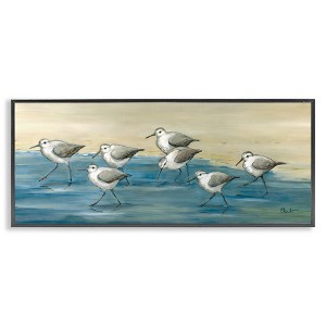 Stupell Industries Sandpiper Bird Flock Beach Shoreline Framed Giclee Art, Black, 30" x 13" - 1 of 4