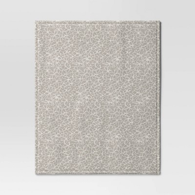 Gray Floral Knitted Lightweight Throw Blanket, 50x60 Inches