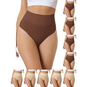 INSPIRE CHIC Women's High-Waisted Invisible Stretchy Comfortable Thongs 10 Packs - 1 of 4