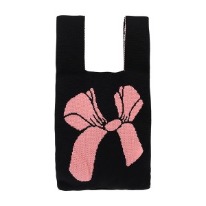 Unique Bargains Reusable Mesh Net Grocery Tote Bags Black Pink 14.17"x7.87" 1 Pc - 1 of 4