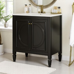 Mshliw 30 Inch Bathroom Vanity with Sink, Freestanding Cabinet with Double Doors and Drawer, Soft Close Hinges, Vintage Style - 1 of 4