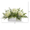 Nearly Natural 15-in Hydrangea and Eucalyptus Artificial Arrangement in White Vase - 2 of 2
