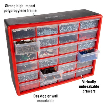 Fleming Red and Black 24-Drawer Plastic Storage Organizer
