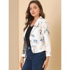 INSPIRE CHIC Women's Open Front Office Long Sleeve Lightweight Printed Floral Crop Suit Blazer - 2 of 4