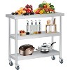 Stainless Steel Work Table, 3-Tier Commercial Utility Prep Table for Restaurant, Garage, Laundry, Indoor Outdoor, Silver - 3 of 4