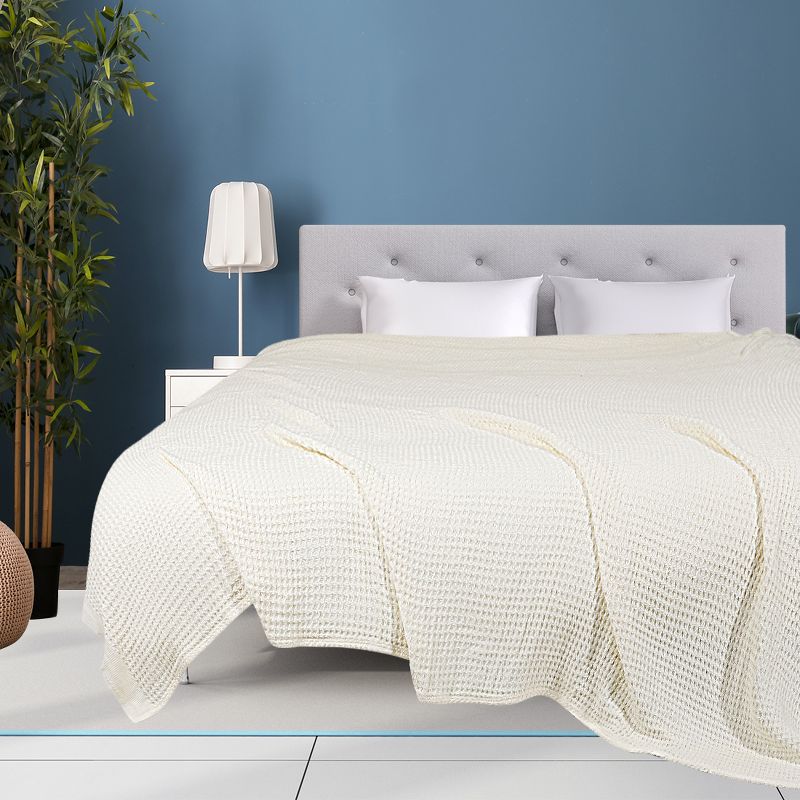 1 Pc Cotton Waffle Weave Comfortable Bed Blanket - PiccoCasa, 1 of 9