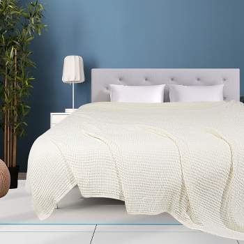 1 Pc Cotton Waffle Weave Comfortable Bed Blanket - PiccoCasa