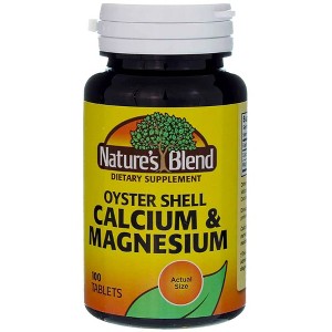 Nature’s Blend Oyster Shell Calcium & Magnesium Tablets for Bone Strength, Muscle Support, and Daily Mineral Balance   100 Tablets - 1 of 4