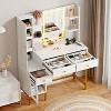 Coucheta Makeup Vanity Table with LED Lighted Mirror, Jewelry Storage Cabinet, Drawers, Shelves & Built-in Charging Station for Bedroom - 2 of 4